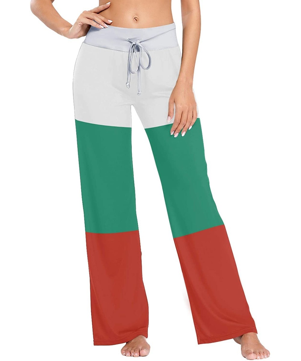 Bottoms Women Jersey Pajama Pants Drawstring Loose Palazzo Lounge Pants Sleepwear - Bulgarian Flag - CO1902MYR2L