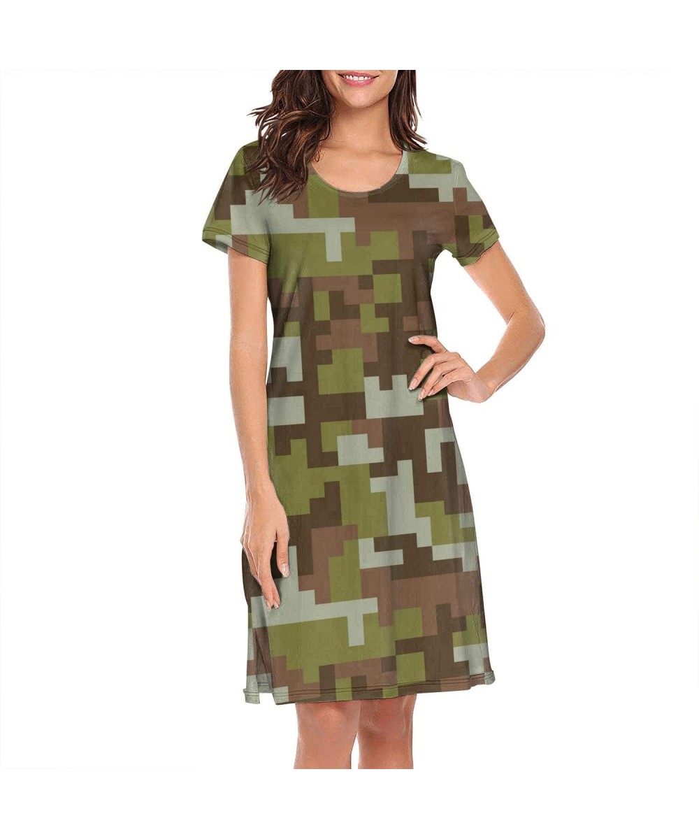 Nightgowns & Sleepshirts Women's Army Millitary Desert Camo Short Sleeve Nightgown Soft Sleeping Shirts Loungewear Nightshirt...