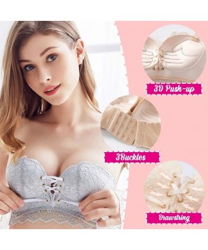 Bras Magic Non-Slip Drawstrings Push Up Lace Bra Strapless Drawstring Bandeau - Beige - CE190G436XR