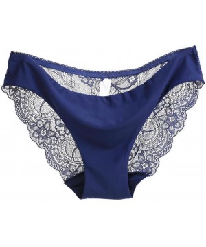 Panties Women Seamless Cotton Lace Underwear- Witspace Ladies Briefs Panties-Extended Size Breathable Comfortable (Blue- XL) ...