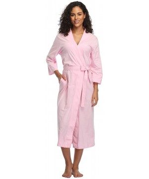 Robes Women's Soft Robes Long Bath Robes Cotton Kimonos Sleepwear Dressing Gown-Solid Color - 100% Cotton-pink - CI194IX6HX8