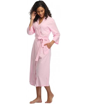 Robes Women's Soft Robes Long Bath Robes Cotton Kimonos Sleepwear Dressing Gown-Solid Color - 100% Cotton-pink - CI194IX6HX8