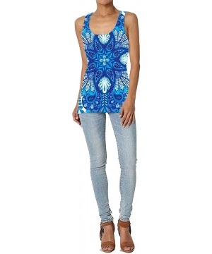 Camisoles & Tanks Girl's India Vector Paisley Blue Color Retro Ethnic Print Mandala Tank Top Tanktop Women Basic Plain Premiu...