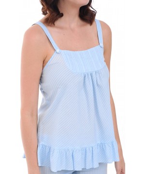 Nightgowns & Sleepshirts Womens 100% Cotton Lawn Sleepwear- Nighgown or Pj Set - Light Blue Striped - CN12N1WTHZK