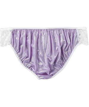 Briefs Men's Sissy Crossdressing Panties Lace Bugle Pouch Bikini Briefs Underwear Nightwear - Purple - C018O9UW6LE