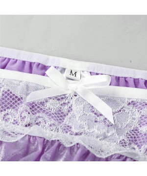 Briefs Men's Sissy Crossdressing Panties Lace Bugle Pouch Bikini Briefs Underwear Nightwear - Purple - C018O9UW6LE