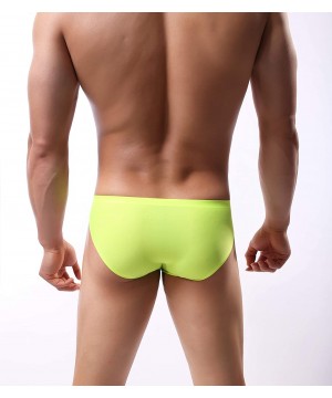 Briefs Men's Seamless Underwear Invisible No Show Thong Briefs PU17 - Yellow Briefs - C218A2DNORW