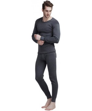 Thermal Underwear Men's Thermal Underwear Set- Fleece Lined Long Johns- Winter Base Layer Top & Bottom Sets for Men - Dark Gr...