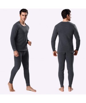 Thermal Underwear Men's Thermal Underwear Set- Fleece Lined Long Johns- Winter Base Layer Top & Bottom Sets for Men - Dark Gr...