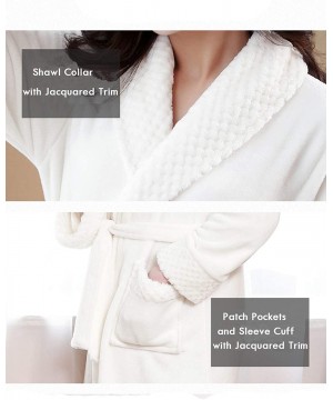 Robes Womens Winter Soft Plush Fleece Robe Long Cozy Loungewear Bathrobe - Ivory White - CC18UWIY8WQ