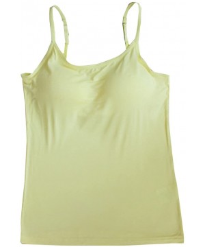 Tops Womens Modal Built in Bra Adjustable Spaghetti Straps Sleeveless Cami Tunic Pajama Tank Tops - Yellow - CA18EDTEO22