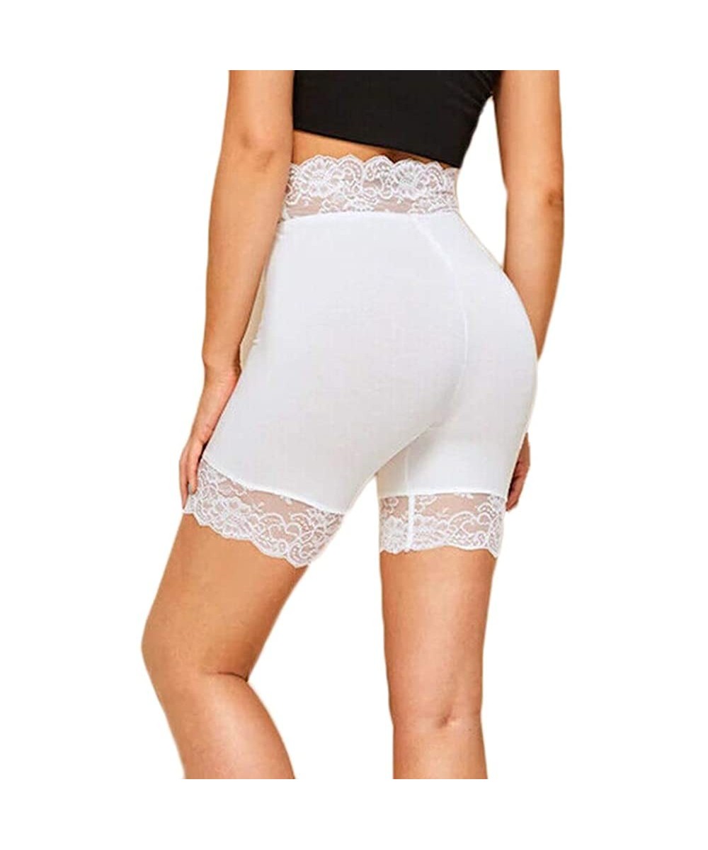 Bottoms Women Lingerie Snip-it Satin Lace Pettipants Half Slips Bloomers Shorts - White-1 - C118XKT9L2S