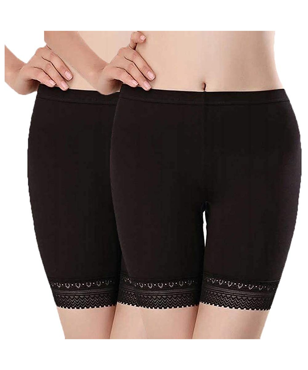 Slips Woman Safety Shorts Ice Silk Brief Long Boxer Briefs Underwear Pants Leggings Plus Size - Bblack*2 - CA18UD3CAWO