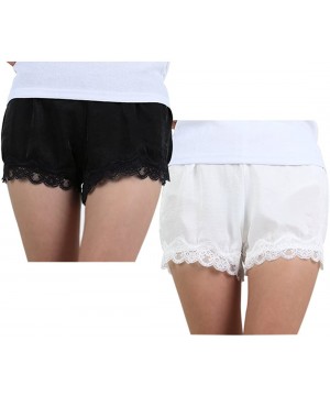 Slips Women 2 Pack Eyelash Lace Silky Shorts Casual Summer Shorts - White+black-wavy Lace - CN184YKIKMY