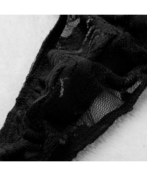 G-Strings & Thongs Men's Jacquard Lace See-Through Sissy Pouch Underwear - Black - C818RQEQ7AI