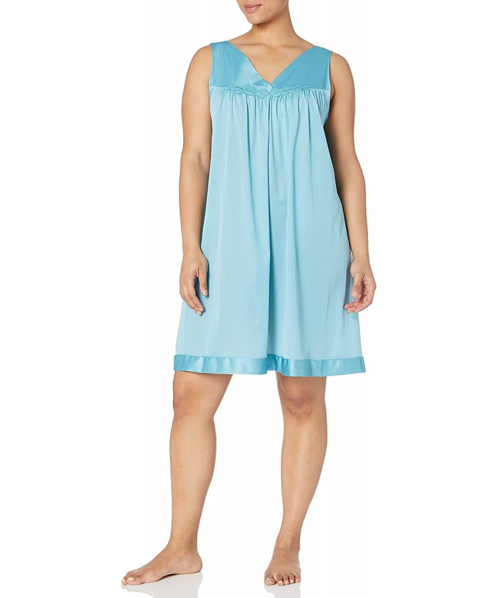 Nightgowns & Sleepshirts Women's Plus Size Sleeveless Knee Length Nightgown - Ocean Haze - CJ18Y8EATAS