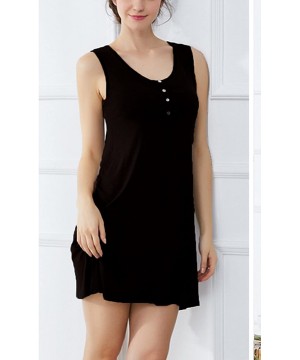 Nightgowns & Sleepshirts Women's Sleeveless Buttons Decor Long Tank Built-in Bra Casual Sleepwear Dress - S1-black - C21802IO8IQ