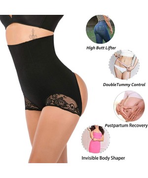 Shapewear Women High Waist Cincher Girdle Tummy Slimmer Sexy Thong Panty Shapewear - Black (Hip Abundant) - C0186O0EMQK