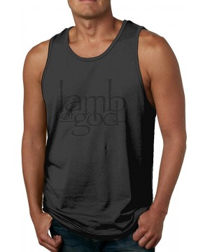 Undershirts Male Lamb of God 100% Cotton Leisure Sleeveless Tank T-Shirts - Black - CC197TNS3SG