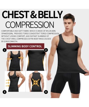 Shapewear Men Shapewear Vest Seamless Abdomen Slim Shirt Classic Abs Body Shaper - Black - Vest Control - CM18UE8REQN