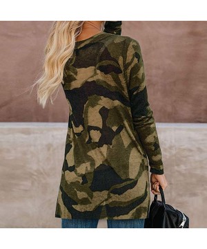 Baby Dolls & Chemises Women's Cardigan Coat Plus Size Long Sleeve Print Coat Outerwear with Pockets - Green - CG192275KMI