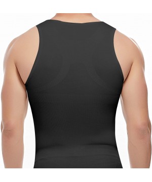 Shapewear Men Shapewear Vest Seamless Abdomen Slim Shirt Classic Abs Body Shaper - Black - Vest Control - CM18UE8REQN