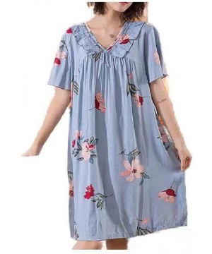 Nightgowns & Sleepshirts Women's Printed V-Neck Plus Size Short Sleeve Baggy Sleepwear - As2 - CA19000762C