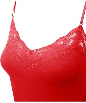 Camisoles & Tanks Women's Lace Neck Camisole Top- Sizes Small Thru XXX-Large - Scarlet Red - CZ17YI869HT