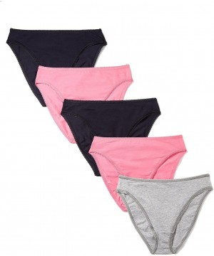 Panties Women's Cotton High Leg Brief Panty- Multipack - 5-pack Azelea Pink/Navy Sky/Melange - CR1883L4Z2H