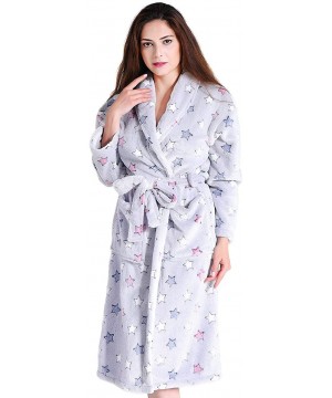 Robes Robes for Women with Plush Cozy Fleece Robe Soft Comfy Warm Printed Bathrobe - Five-pointed Star - CV18TAK73KK