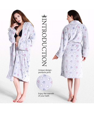 Robes Robes for Women with Plush Cozy Fleece Robe Soft Comfy Warm Printed Bathrobe - Five-pointed Star - CV18TAK73KK