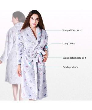 Robes Robes for Women with Plush Cozy Fleece Robe Soft Comfy Warm Printed Bathrobe - Five-pointed Star - CV18TAK73KK