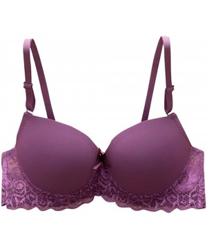 Bustiers & Corsets Sexy Underwear Women Sexy Lace Push Up Bras Tank Cami Crop Underwear - Purple - CZ18W78Z657