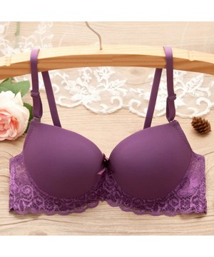 Bustiers & Corsets Sexy Underwear Women Sexy Lace Push Up Bras Tank Cami Crop Underwear - Purple - CZ18W78Z657