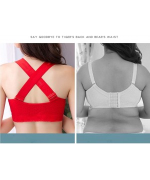 Slips Women's Front Closure Extra-Elastic Large Criss Cross Shaping Posture Lift Bra - Red - CK18YHI6LTC