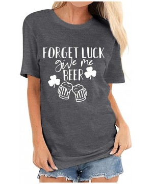 Shapewear Women's St. Patrick's Day Clover Print Short Sleeve T-Shirt - E-drak Gray - C2196GXZM3M