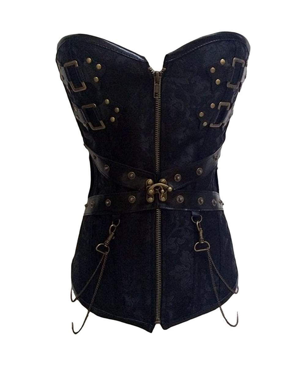 Shapewear Women's Steampunk Gothic Waist Training Corset Steel Boned Shapewear Bustier Top - Black 61 - C718D88KKKL