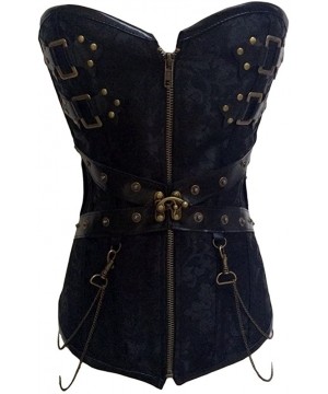 Shapewear Women's Steampunk Gothic Waist Training Corset Steel Boned Shapewear Bustier Top - Black 61 - C718D88KKKL