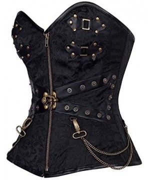 Shapewear Women's Steampunk Gothic Waist Training Corset Steel Boned Shapewear Bustier Top - Black 61 - C718D88KKKL