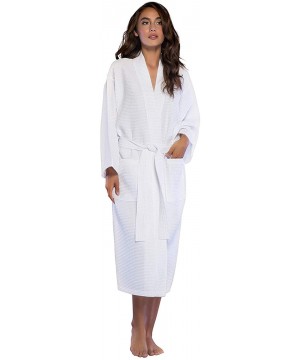 Robes Personalized Embroidered and Monogrammed Bathrobes for Women | Lightweight Long Waffle Kimono Unisex Spa Robe White - C...