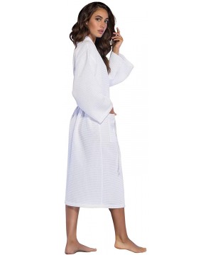 Robes Personalized Embroidered and Monogrammed Bathrobes for Women | Lightweight Long Waffle Kimono Unisex Spa Robe White - C...