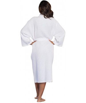 Robes Personalized Embroidered and Monogrammed Bathrobes for Women | Lightweight Long Waffle Kimono Unisex Spa Robe White - C...