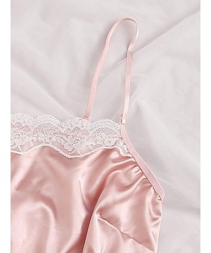 Sets Women's Satin Lace Sleepwear Cami Top and Shorts Pajama Set - Pink-2 - CX18A66XA6D