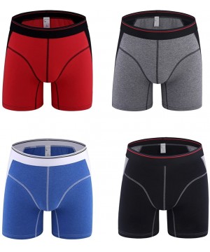 Boxer Briefs Boxer Briefs Mens Underwear 4 Pack sport Soft Cotton Open Fly Underwear - Black-grey-blue-red - CE12IUXR1V1