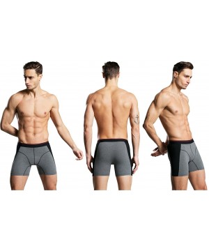 Boxer Briefs Boxer Briefs Mens Underwear 4 Pack sport Soft Cotton Open Fly Underwear - Black-grey-blue-red - CE12IUXR1V1