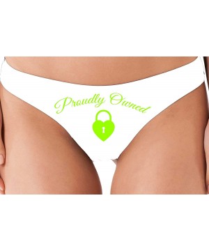 Panties BDSM Proudly Owned White Thong for Your Submissive Sub Slut - Lime Green - CQ18NUTAKET