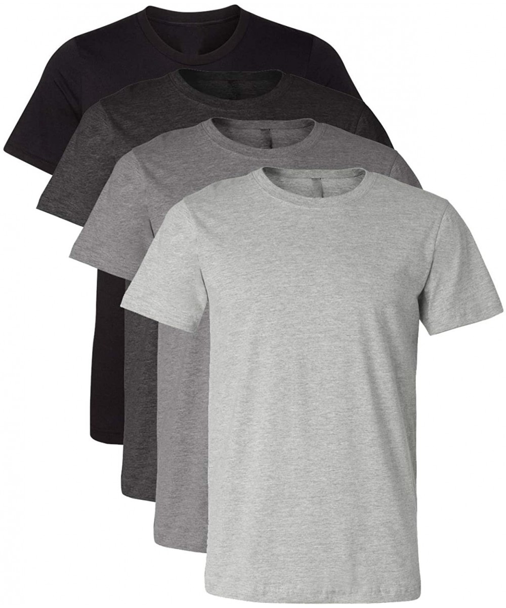 Undershirts 4 Pack Men's Heather Cotton Poly T-Shirt - Black and Greys - CE187OHRCW6