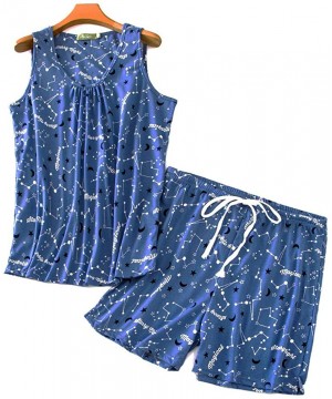 Nightgowns & Sleepshirts Women's Cute Sleeveless Print Tee and Shorts Sleepwear Tank Top Pajama Set - Starry Sky - CT18SMA5XA8