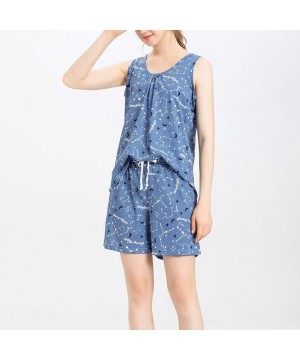 Nightgowns & Sleepshirts Women's Cute Sleeveless Print Tee and Shorts Sleepwear Tank Top Pajama Set - Starry Sky - CT18SMA5XA8