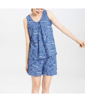 Nightgowns & Sleepshirts Women's Cute Sleeveless Print Tee and Shorts Sleepwear Tank Top Pajama Set - Starry Sky - CT18SMA5XA8